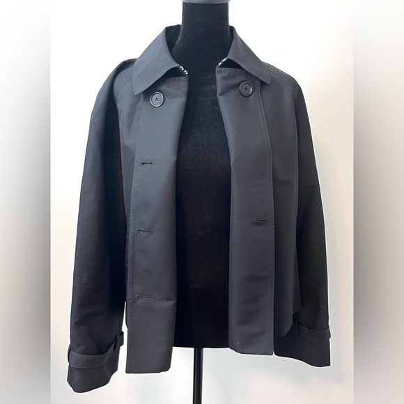 Lauren Ralph Lauren Women Black Cropped Button Front Raincoat Jacket Large P - Picture 2 of 11